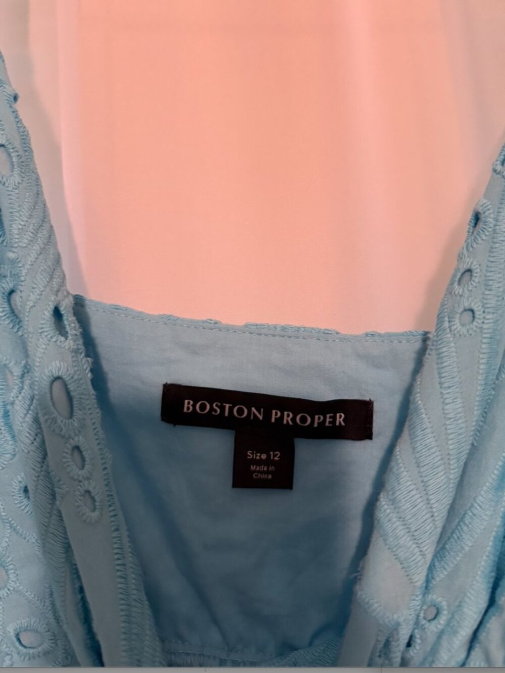 Boston Proper Light Blue Eyelet Surplice Ankle Length Dress - Picture 8 of 11